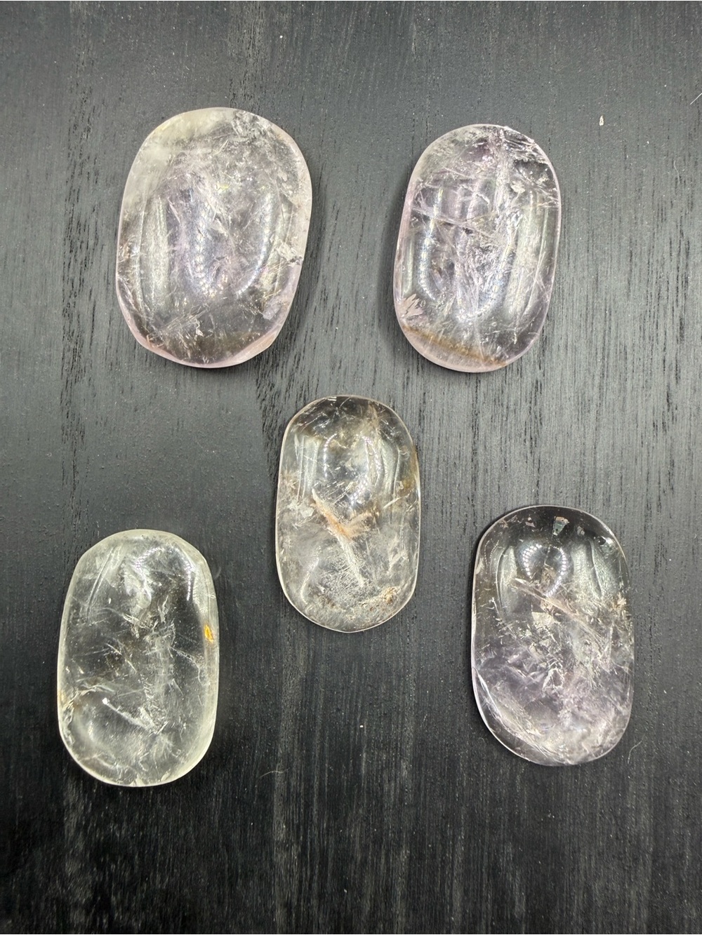 Brazilian Amethyst w/ Powellite Inclusions Palm Stone - *UV Reactive* - Picture 6 of 7
